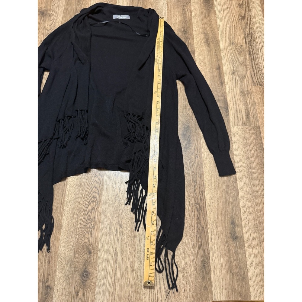 2Sable Sweater, Women's Size Small, Black, Open Cardigan, Frayed, Long Sleeve - Picture 7 of 10